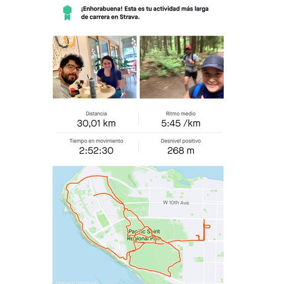 First run over half-marathon distance, 30K in Vancouver