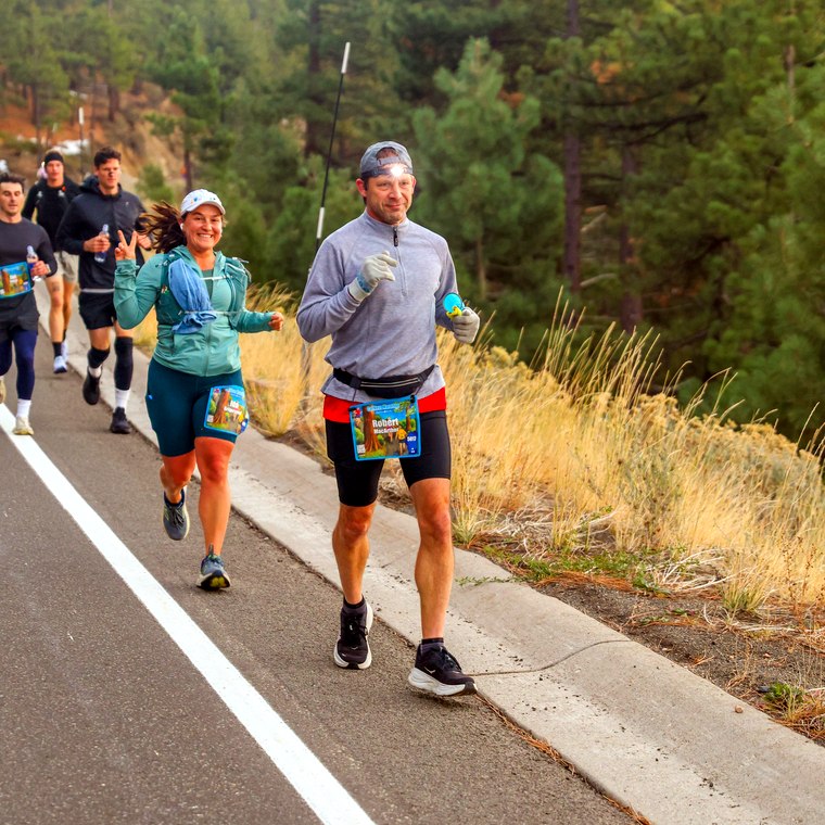 Running the Lake Tahoe 10K with a friend, the same weekend as the marathon